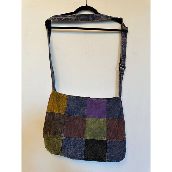 Boho Hippie Crossbody Shoulder Bag Patchwork Peace Sign Colorful - Picture 5 of 5